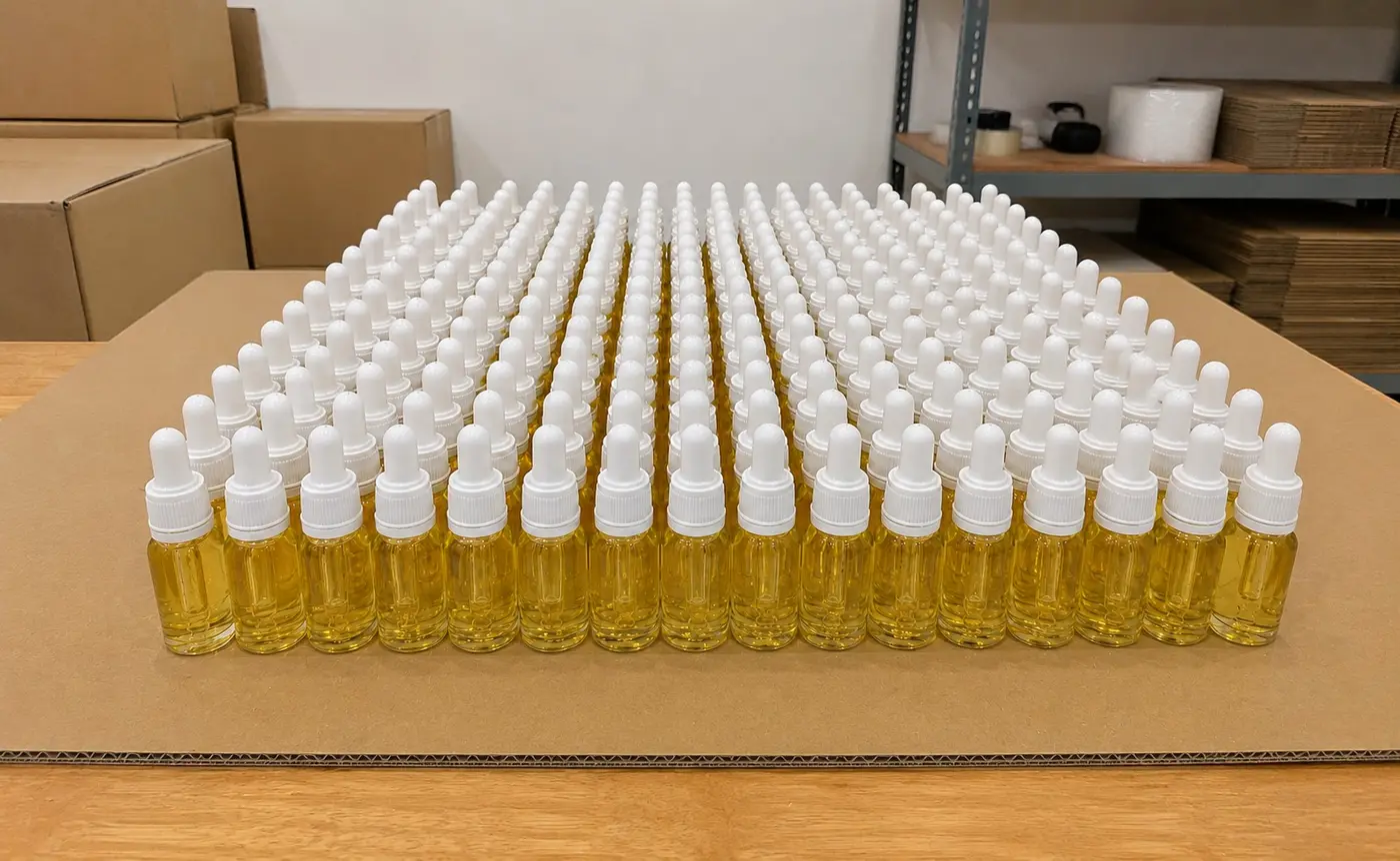 Produksi stevia cair dalam botol dropper di fasilitas PT Barooka Global Indonesia